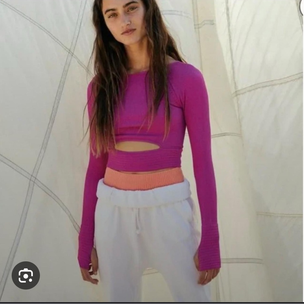 Free people movement cut it out long sleeve top color vivid violet sz M/Lg